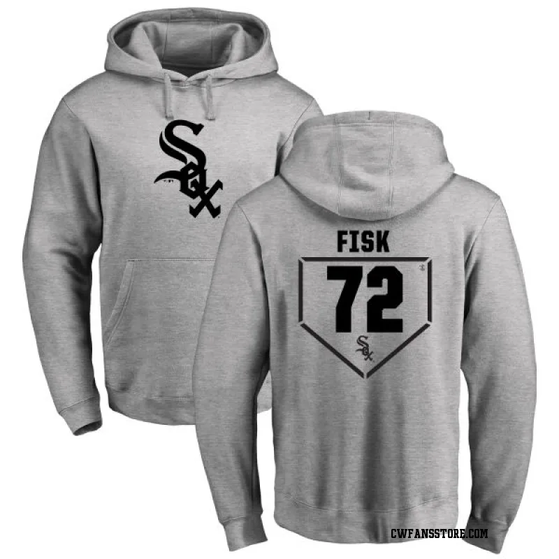 Gray Men's Carlton Fisk Chicago White Sox RBI Pullover HoodieHeathered